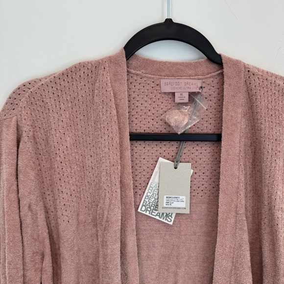 Barefoot dreams COZYCHIC ULTRA LITE® OPEN STITCH LONG CARDIPINK CLAY size XL - Picture 4 of 10